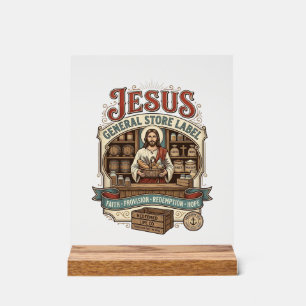 étiquette de magasin général Jésus Magasin général