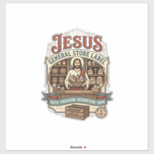 étiquette de magasin général Jésus Magasin général