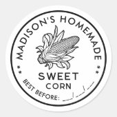 Étiquette de maïs doux avec icône d'épi noir et bl (Devant)