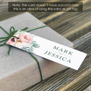 Étiquette de mariage à fleurs blanches roses (1x3 