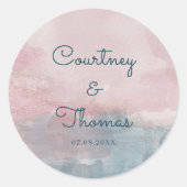 Étiquette de mariage à l'aquarelle rose et bleue (Devant)