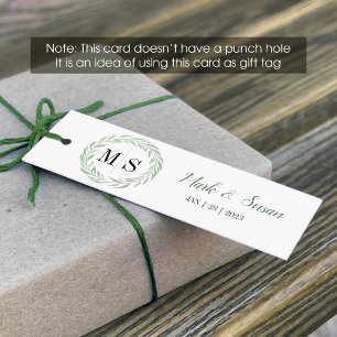 Étiquette de mariage à monogramme de couronne vert
