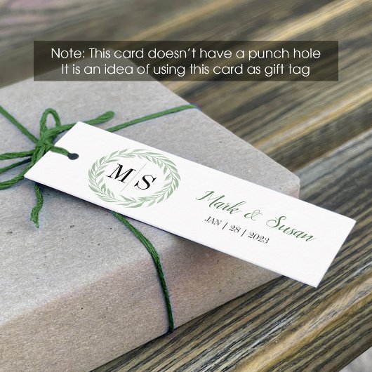 Étiquette de mariage à monogramme de couronne vert
