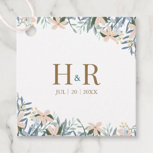 Étiquette de mariage à monogramme de fleurs sauvag (Devant)