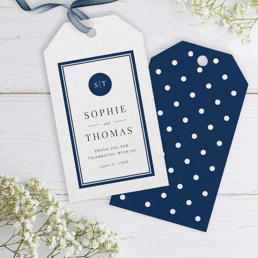 Étiquette de mariage à monogramme rond classique d