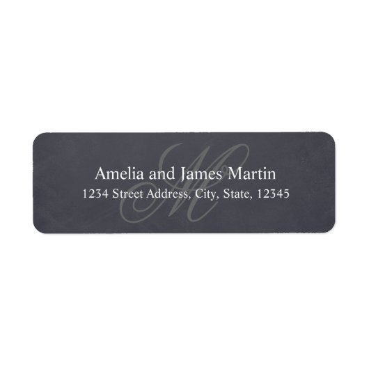 Étiquette de mariage à monogramme sur tableau noir (Devant)