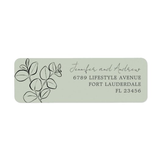 Étiquette de mariage aquarelle Eucalyptus vert sau (Devant)