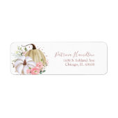 Étiquette de mariage automnal citrouille florale r (Devant)