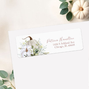 Étiquette de mariage automnal citrouille verdure