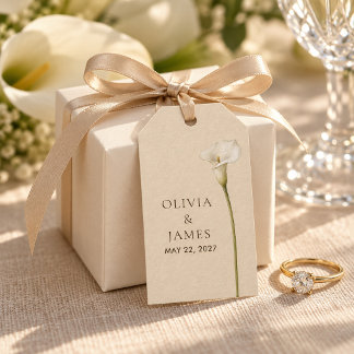 Étiquette de mariage avec calla lily pour cadeau d