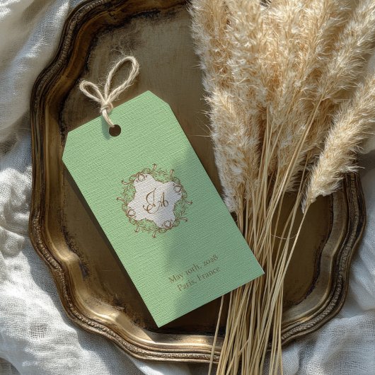 Étiquette de mariage baroque menthe