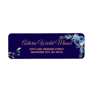 Étiquette de mariage bleu marine bordeaux doré blu