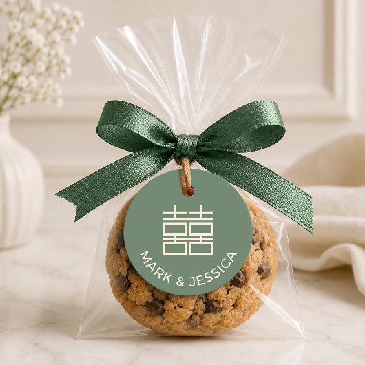Étiquette de mariage Bonheur Double Vert Sauge Ron
