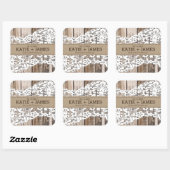 Étiquette de Mariage campagnard rustique en bois e (Feuille)