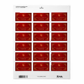Étiquette de mariage chinoise rouge or (Feuille entière)