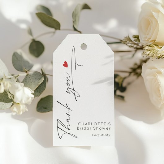 Étiquette de mariage coeur de script moderne minim