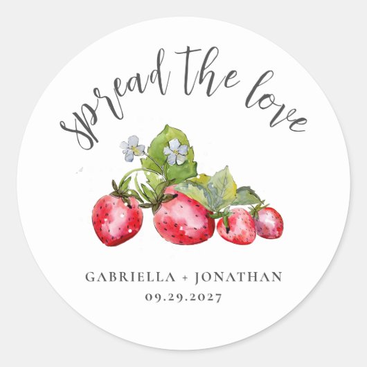 Étiquette de mariage Confiture de fraises 'Partage (Devant)