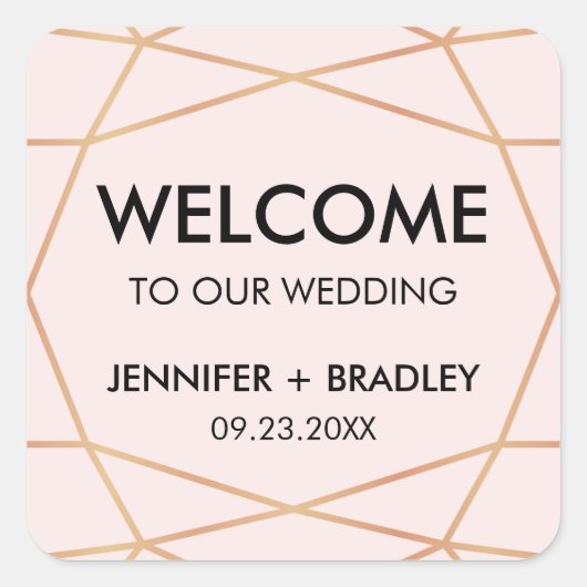 Étiquette de Mariage de bienvenue pour Rose géomét (Devant)