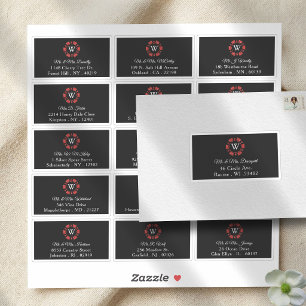 Étiquette de mariage de casino avec monogramme rou