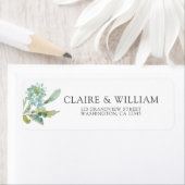 Étiquette de Mariage de couleur bleu vert botaniqu (En situation)