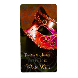 Étiquette de mariage de vin rouge de mascarade de