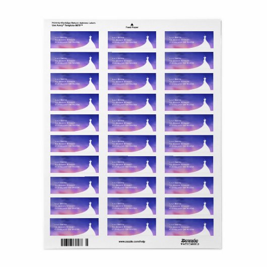 Étiquette de mariage élégant aquarelle violette (Feuille entière)