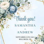 Étiquette de mariage élégante bleue et poussiéreus