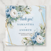 Étiquette de mariage élégante bleue poussiéreuse a (Dos)