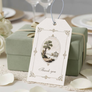 Étiquette de mariage élégante de château français