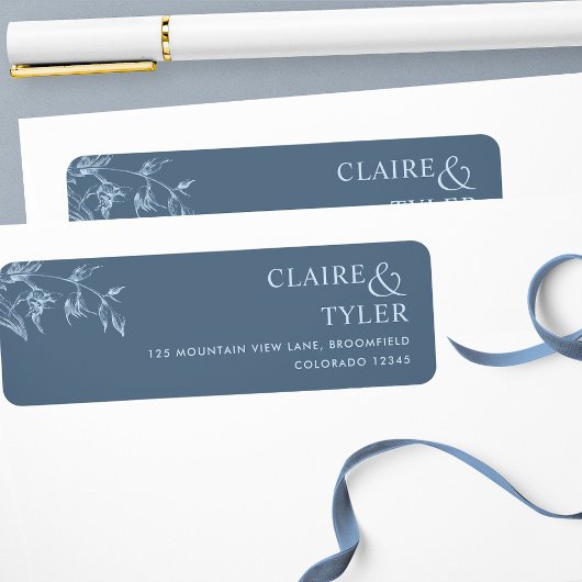 Étiquette de mariage élégante et chic Bleue