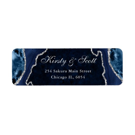 Étiquette de mariage en agate à paillettes fausses (Devant)