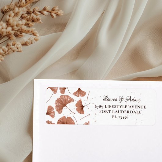 Étiquette de mariage en terracotta feuillue rustiq
