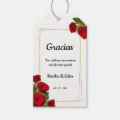 Étiquette de mariage espagnol Roses rouges or (Devant)