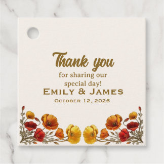 Étiquette de mariage Fleur élégante de Pavot de Ca
