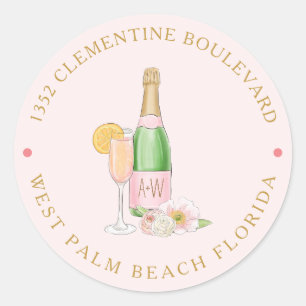 Étiquette de mariage Floral Champagne pour la réce
