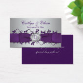 Étiquette de mariage floral violet d'argent monogr (Bureau)