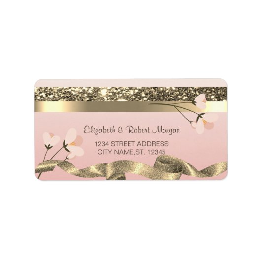 Étiquette de mariage florale élégante et stylée (Devant)