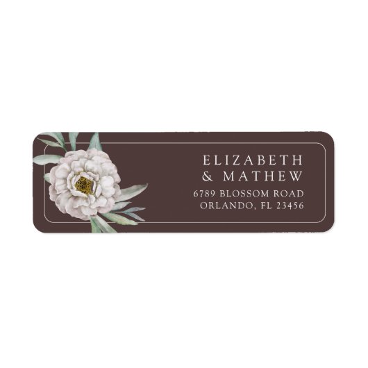 Étiquette de mariage florale marron et blanc Bohèm (Devant)