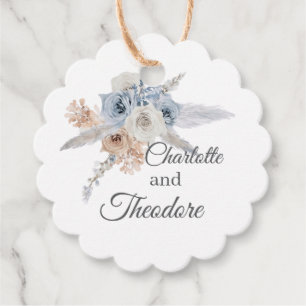 Étiquette de mariage Florale Pampas Bleu Poussiére