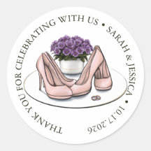 Étiquette de mariage lesbien Fleurs Violettes Élég