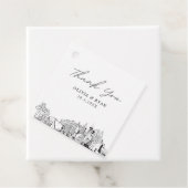 Étiquette de mariage moderne avec croquis de Las V (En situation)