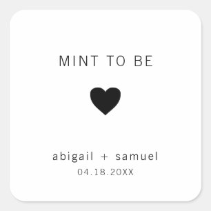 Étiquette de mariage moderne noir et blanc « Mint 