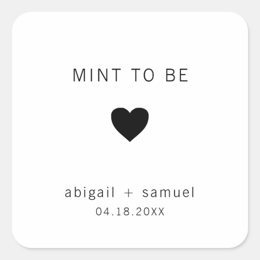 Étiquette de mariage moderne noir et blanc « Mint (Devant)