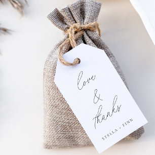 Étiquette de mariage Moderne Script Love & Thanks