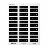 Étiquette de mariage noir blanc à cœur de script é (Feuille entière)