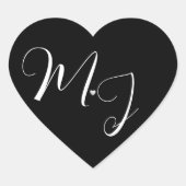 Étiquette de mariage noire avec texte de monogramm (Devant)