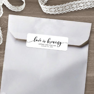 Étiquette de mariage Relax Script Love is Brewing