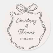 Étiquette de mariage ruban capricieux dessiné à la (Devant)