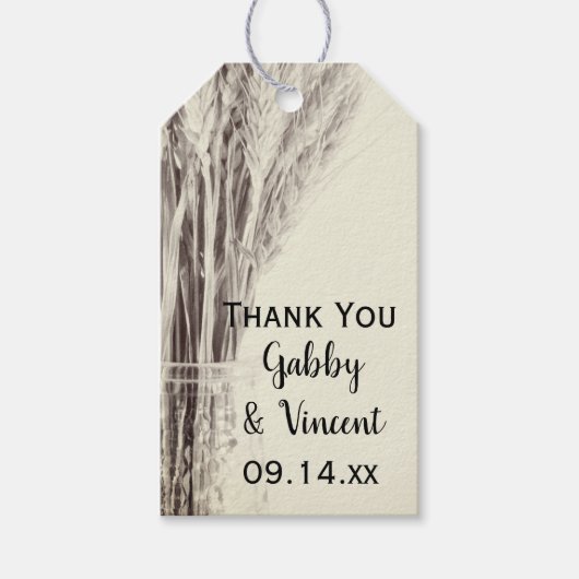 Étiquette de mariage rural d'orge séchée Favor (Devant)