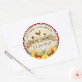 Étiquette de Mariage rustique Sunflowers Rooster (Enveloppe)
